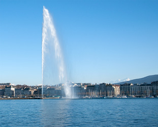 Vue de Genève et son jet d'eau